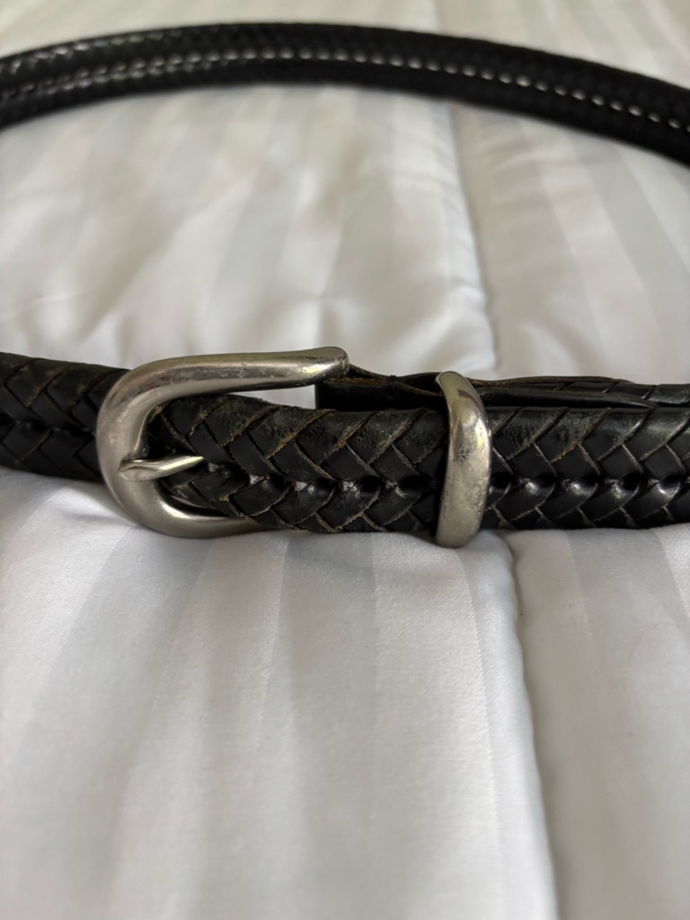 Coach Men's Black Braided Leather Belt with Silver Buckle size 40 - Picture 5 of 8